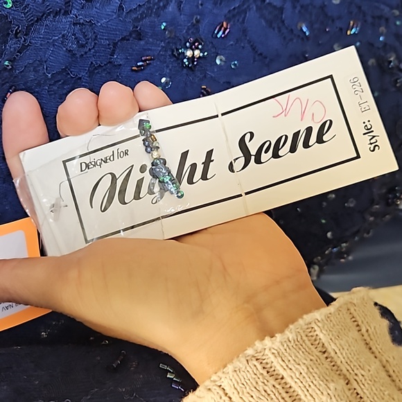 Size 10 to 12 bright navy blue lace/chiffon mother of bride/groom formal NWT - Picture 13 of 14